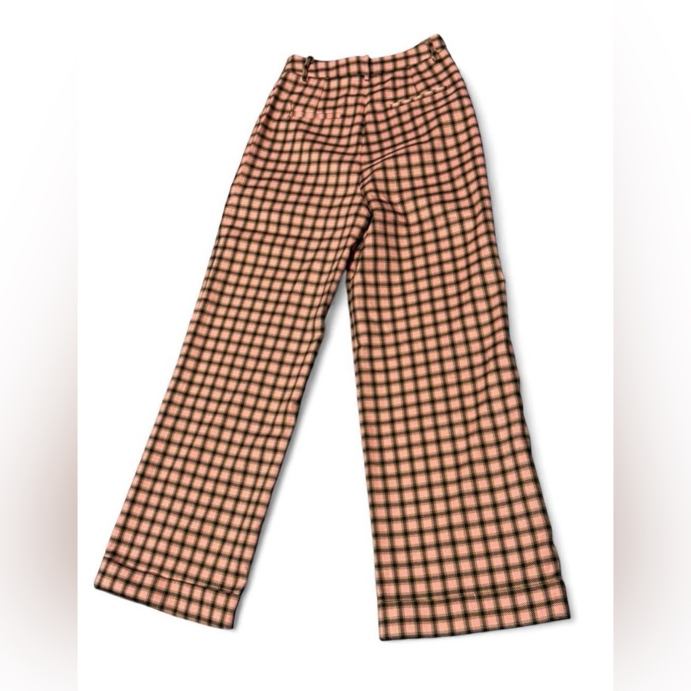 NWT Anthropologie FRNCH Palmer Pink Plaid Wide Leg Trousers XS - Picture 3 of 7